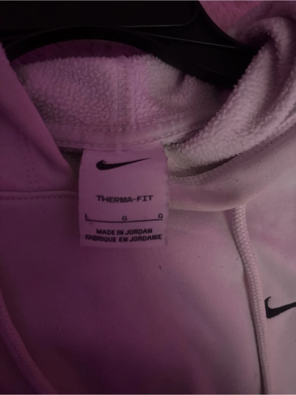 Nike White Crewneck Hoodie with Black Swoosh